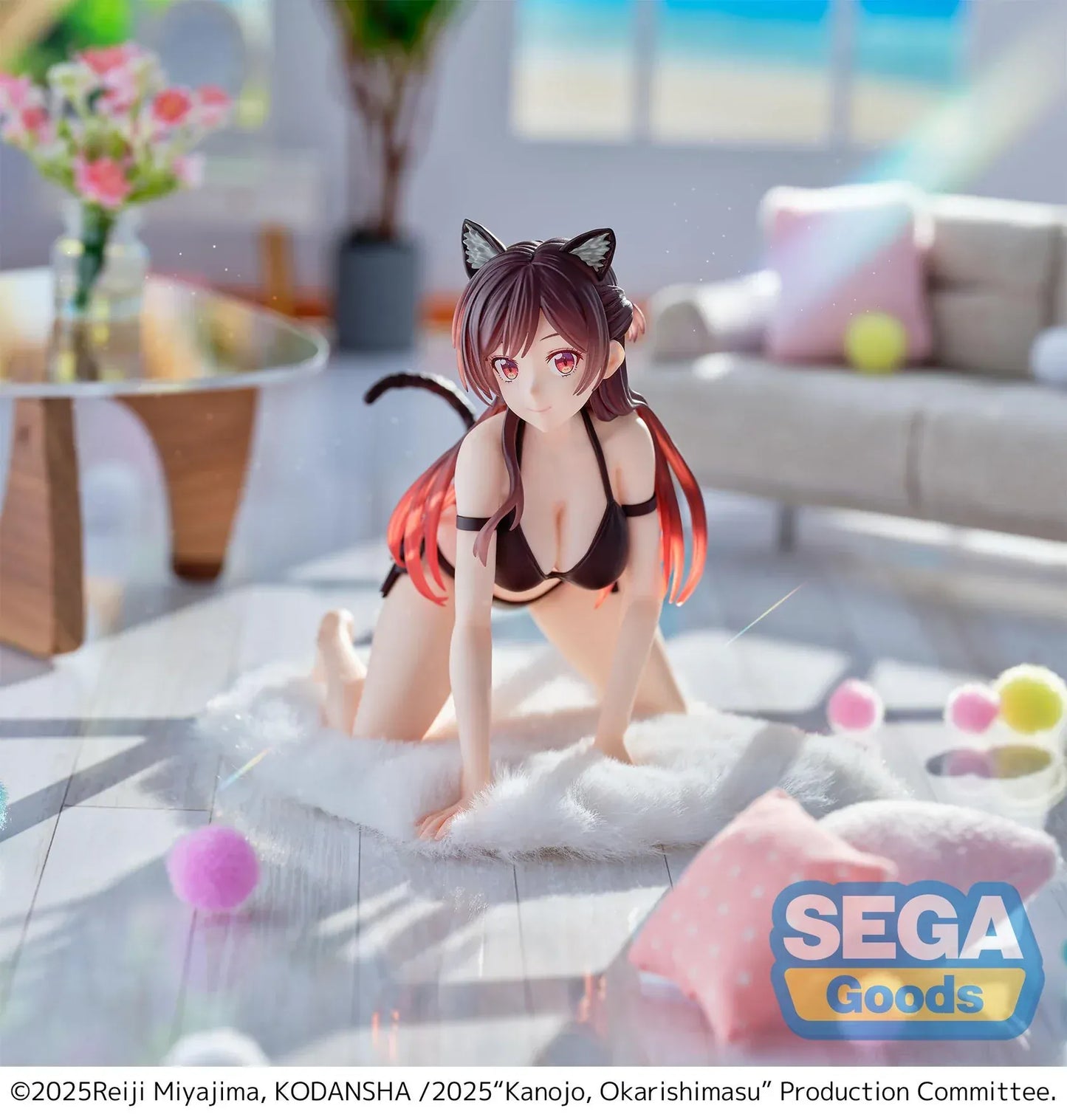 Chizuru Mizuhara Yumemirize figure in black bikini with cat ears from Rent-A-Girlfriend