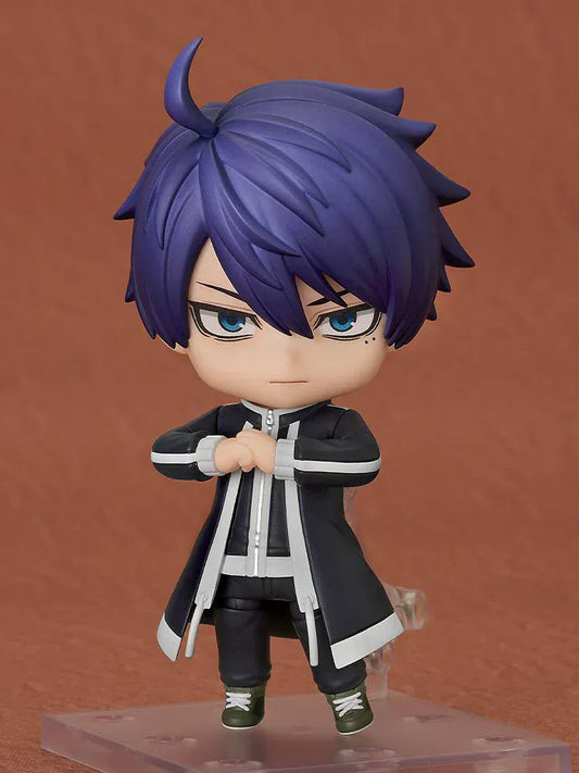 Nendoroid figure of Shiki Ichinose from Tougen Anki with indigo hair, crossed arms, and a long black coat.