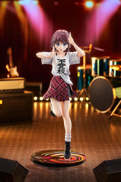 Girls Band Cry Nina Iseri Truancy Ver 1/7 scale figure running in oversized T-shirt and red plaid skirt on circular stage base