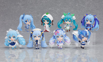 Hatsune Miku Snow Miku All Stars Figure Collection Vol. 2 boxed set featuring eight chibi Snow Miku figures in different winter-themed outfits