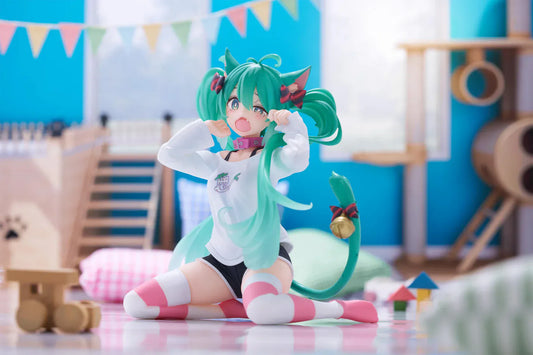 Hatsune Miku Desktop Cute Cat Ear T-Shirt version reissue figure sitting pose