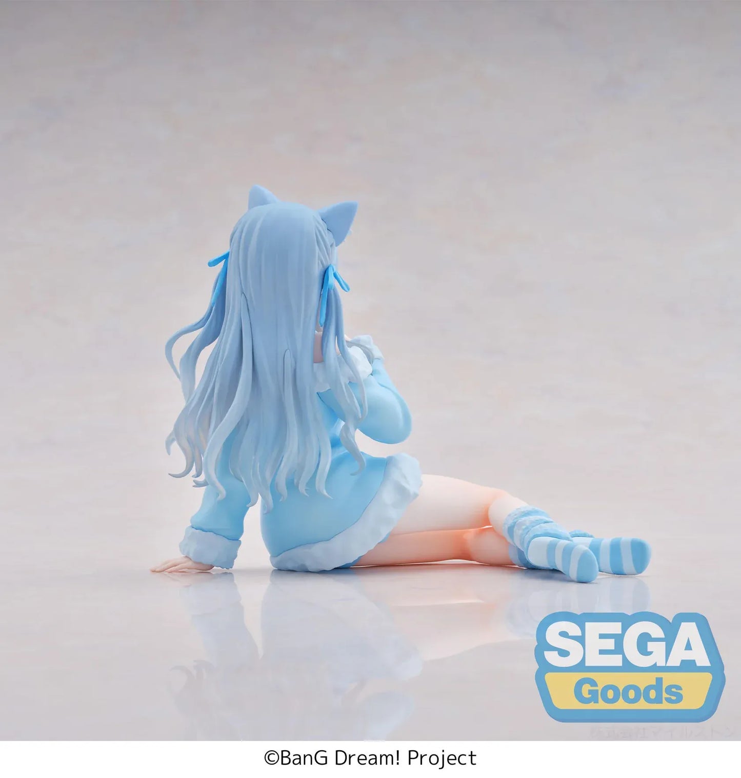 BanG Dream Yumemirize Sakiko Togawa Pajama Party Figure in blue pajamas with cat ears and striped socks