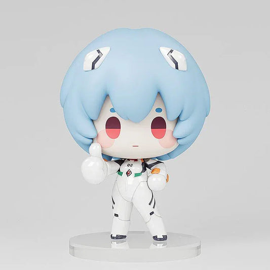 Rebuild of Evangelion Good Rei Ayanami chibi figure wearing her white plugsuit and giving a thumbs-up.