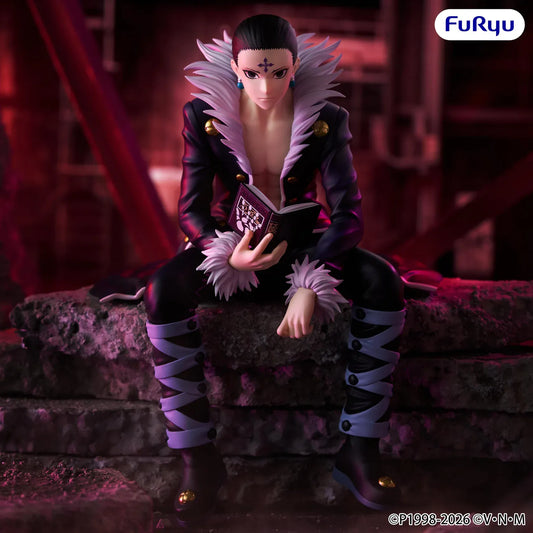 Hunter x Hunter Chrollo Lucilfer Vol 2 Noodle Stopper Figure seated with book in Phantom Troupe outfit