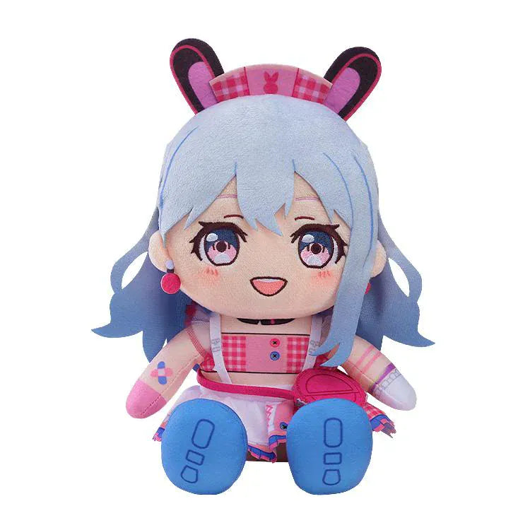BanG Dream! Mugendai Mewtype Nonoka Miyanaga plushie rerelease with light blue hair, bunny-ear headband, pink outfit, and embroidered pink eyes