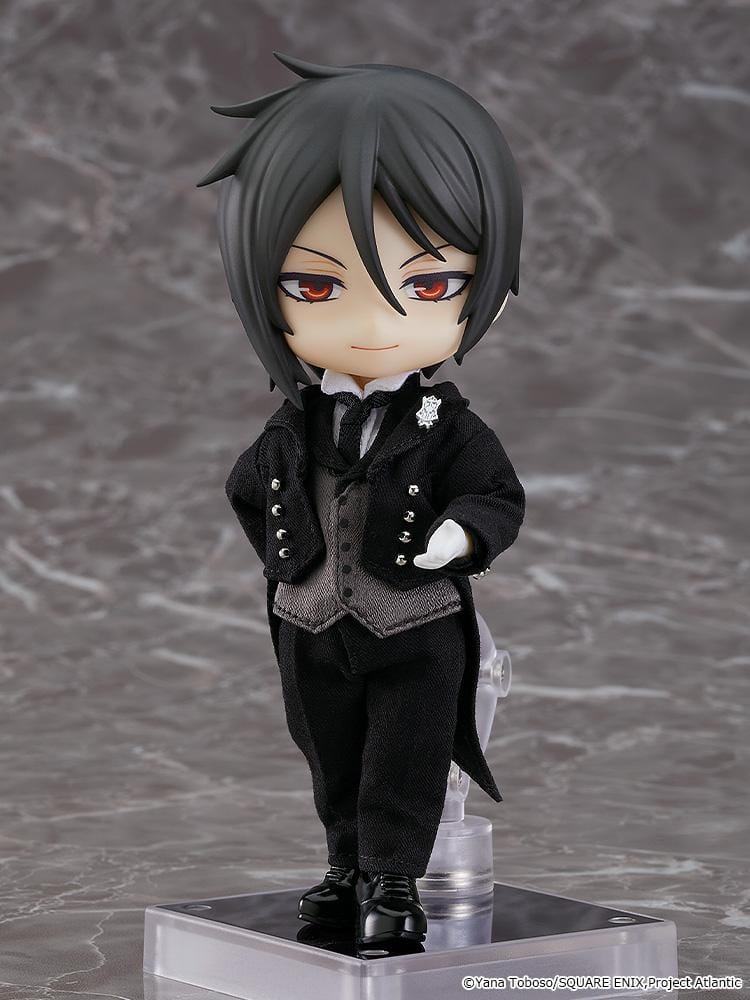 Black Butler Book of the Atlantic Nendoroid Doll Sebastian Michaelis Rerelease with black butler outfit, red eyes, gloves, and formal shoes