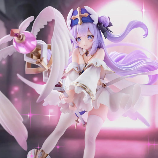 Unicorn White My Angel 1/6 scale figure from Azur Lane with angel wings, white dress, lavender hair, and staff accessory on display base