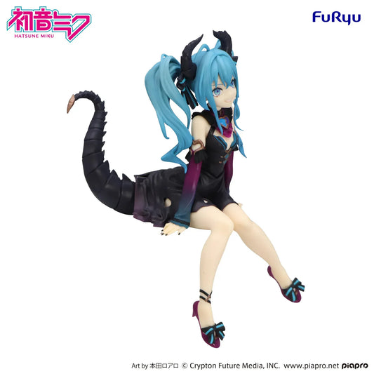 Hatsune Miku Villain Version noodle stopper figure with horns and tail sitting pose