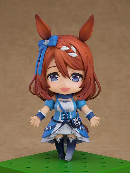 Uma Musume Pretty Derby Nendoroid Super Creek figure with blue outfit, horse ears, and cheerful expression