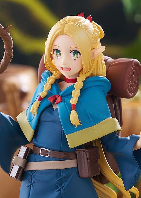 Delicious in Dungeon Pop Up Parade Marcille figure holding a staff with blue robe and smiling expression