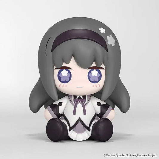 Puella Magi Madoka Magica Huggy Good Smile Homura Akemi Figure with dark hair, magical girl outfit, and cute seated pose