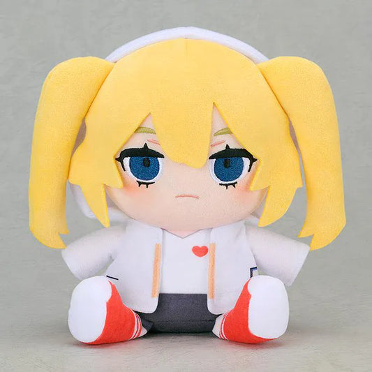 Gogh Plushie Akutagawa Yomuko with yellow twin-tails, blue embroidered eyes, white hoodie, and red shoes