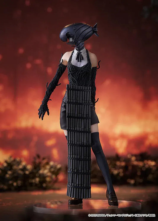 Chainsaw Man The Movie Reze Arc Pop Up Parade Bomb figure with bomb helmet, black outfit, and explosive leg wrap standing pose