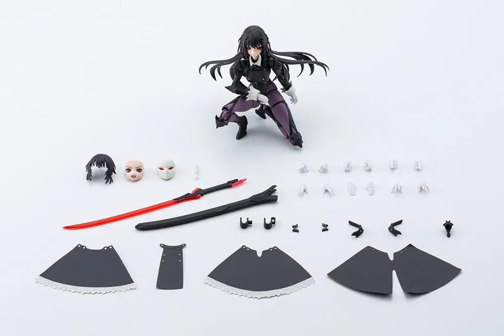 Megalomaria Unlimited Universe Maria Kagaribi Dress Code model kit wearing a gothic black dress and holding a red-bladed sword.