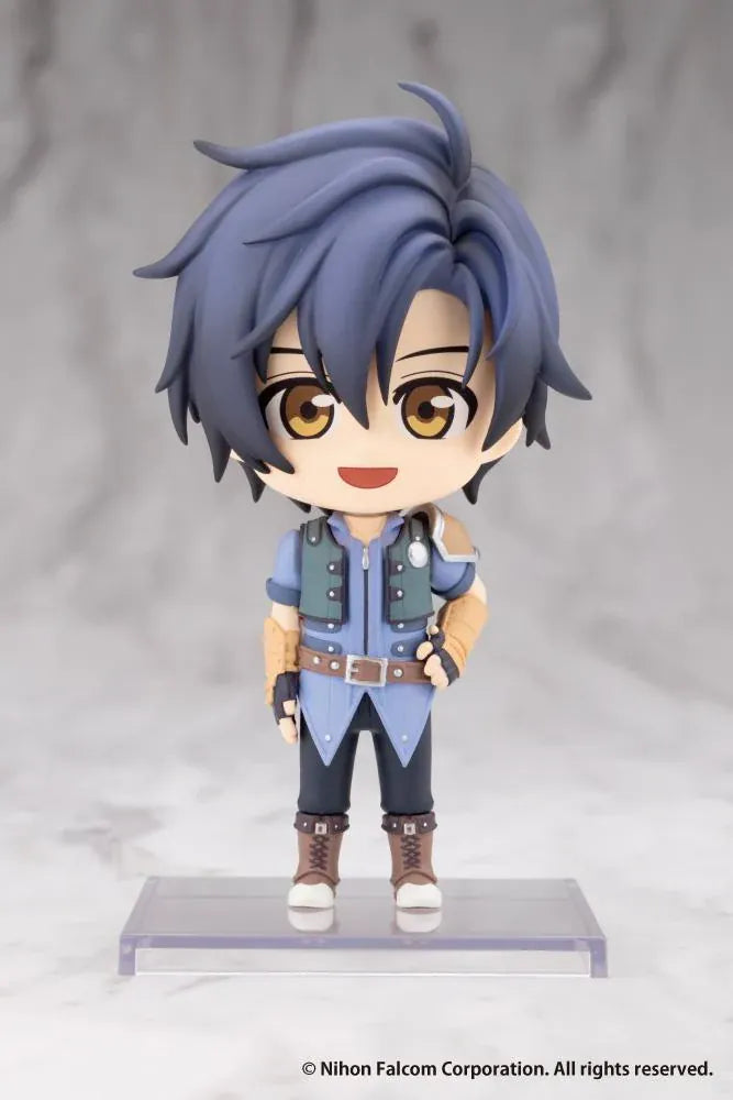 Trails in the Sky Oshi Works Mini Joshua Bright figure with dark blue hair, golden eyes, blue outfit, tan arm guards, and brown boots.