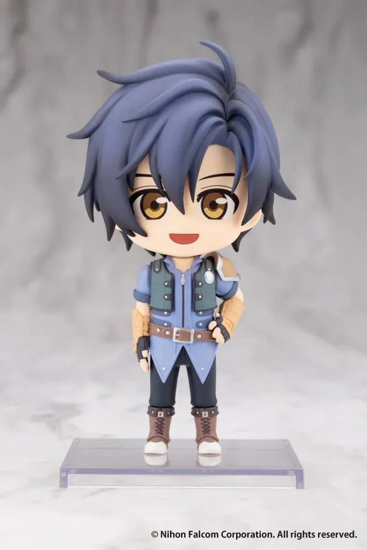 Trails in the Sky Oshi Works Mini Joshua Bright figure with dark blue hair, golden eyes, blue outfit, tan arm guards, and brown boots.