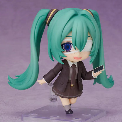 Hatsune Miku Monitoring Ver. Nendoroid figure with teal twin tails, interchangeable face plates, and monitoring-themed accessories