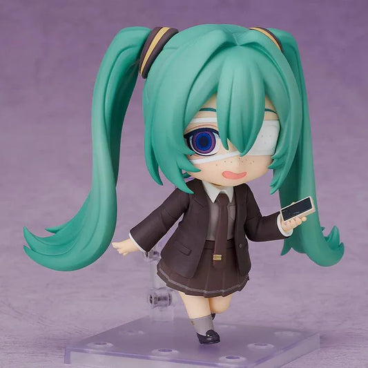 Hatsune Miku Monitoring Ver. Nendoroid figure with teal twin tails, interchangeable face plates, and monitoring-themed accessories