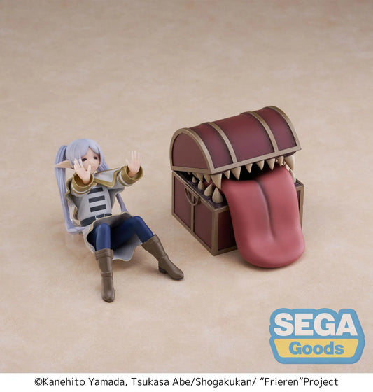 Frieren Luminasta figure stuck in mimic chest with tongue and detailed fantasy design