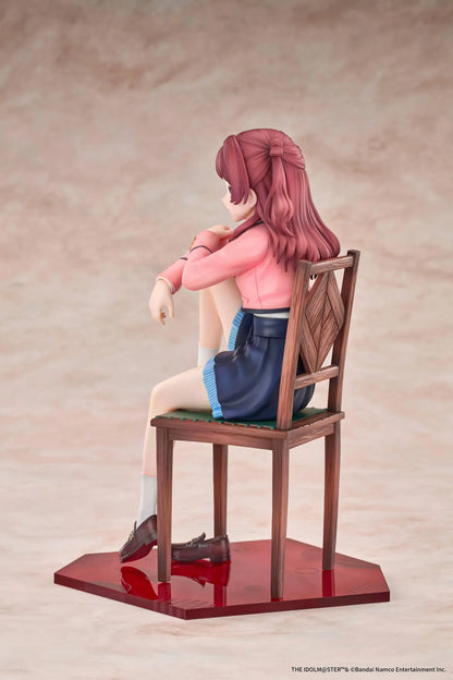 The Idolmaster Gakuen Saki Hanami Iris After the Rain Pre-Training Ver. 1/7 scale figure seated on a wooden chair.
