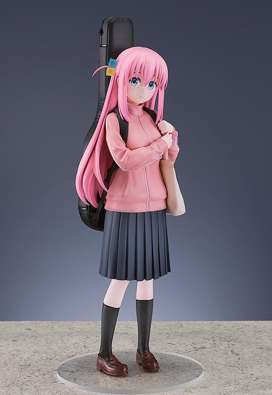 Bocchi the Rock Hitori Gotoh 1/7 scale figure rerelease featuring pink jacket, pleated skirt, and guitar case backpack