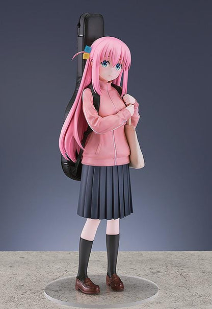 Bocchi the Rock Hitori Gotoh 1/7 scale figure rerelease featuring pink jacket, pleated skirt, and guitar case backpack