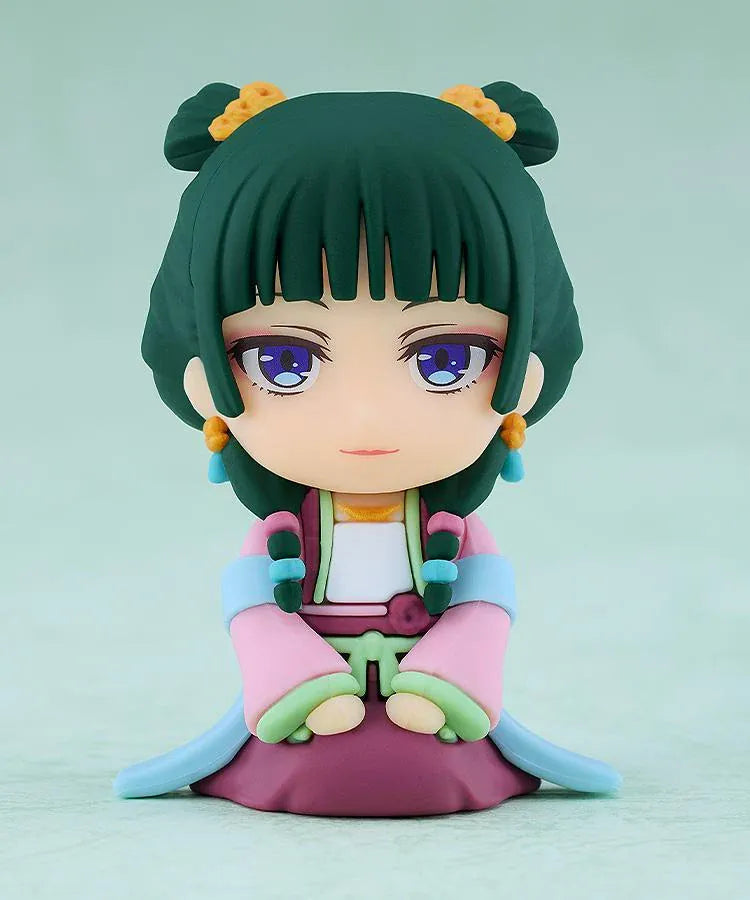 The Apothecary Diaries Nendoroid Plus Maomao Garden Party Ver. rubber mascot wearing elegant pink, green, blue, and burgundy robes.