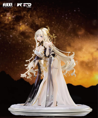 GODDESS OF VICTORY NIKKE Crown Glorious Flower 1/4 Scale Figure in an elegant white black and gold floral outfit