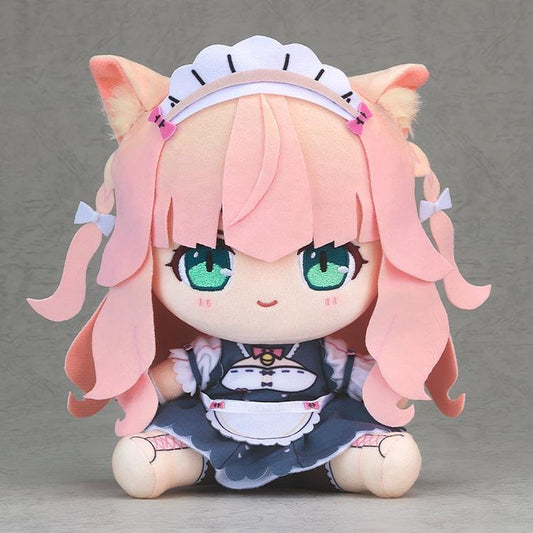 Nekopara Sekai Connect Chocopuni Plushie Fraise with pink hair, cat ears, green embroidered eyes, and maid outfit