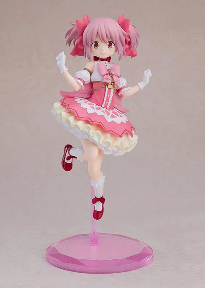 POP UP PARADE SP Madoka Kaname figure in a pink and white ruffled dress, with pink twin tails, raised hands, and a pink display base.