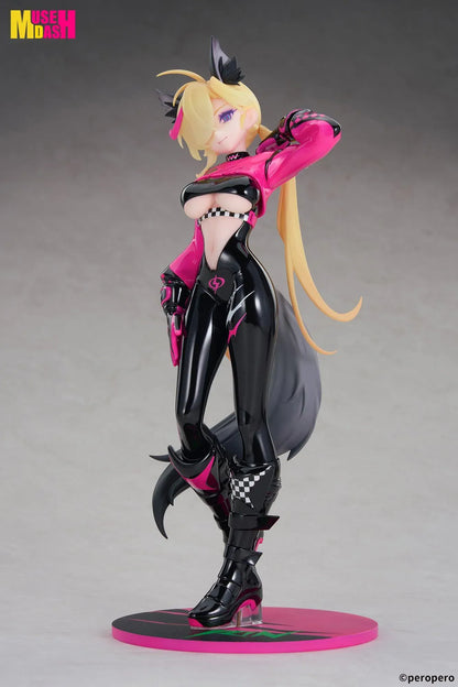 Muse Dash LIMEPIE Rin Racer 1/8 scale figure wearing a glossy black-and-pink racing outfit.