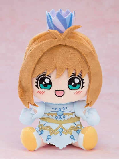Cardcaptor Sakura Clear Card Plushie Sakura Kinomoto CLEAR Outfit Ver with blue dress, crown headpiece, and cheerful embroidered expression