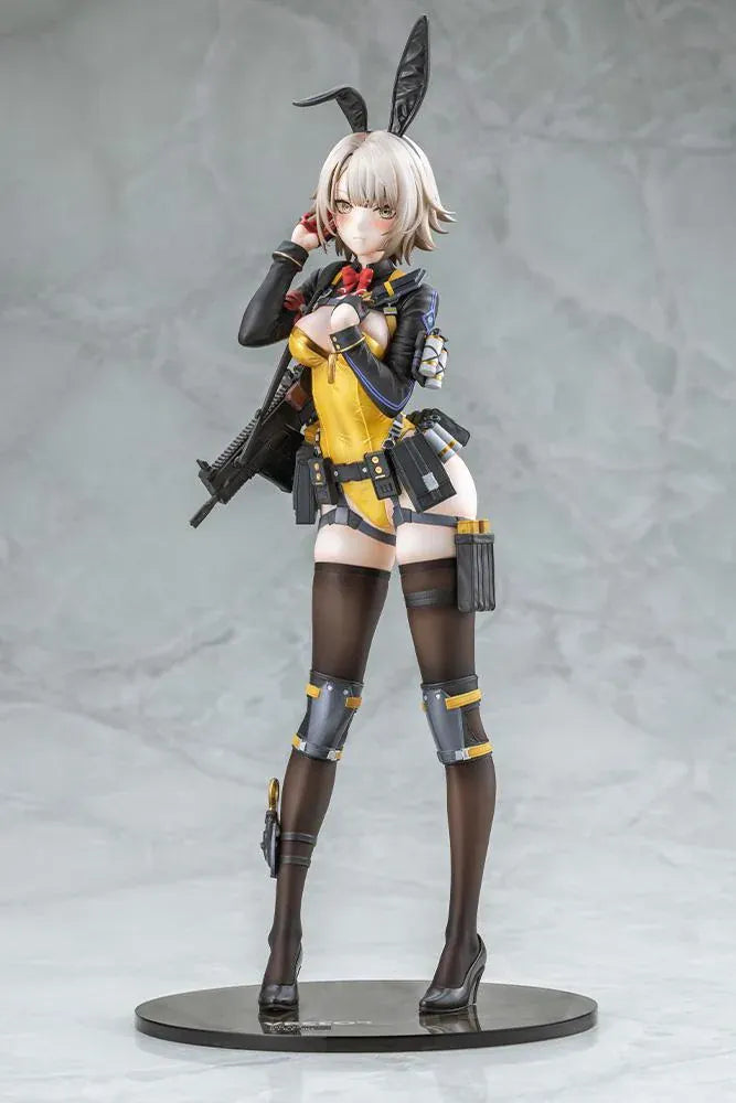 Girls' Frontline 2: Exilium Vector Molotov Bunny Ver. 1/7 scale figure wearing a metallic gold bunny outfit with tactical gear and weaponry.