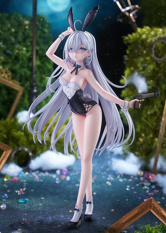 Playing Death Games to Put Food on the Table Yuki 1/7 scale figure with long silver hair and bunny-style outfit on display base