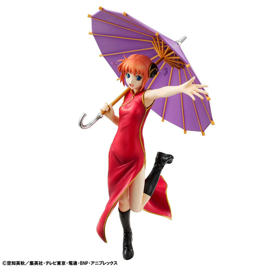 Gintama G.E.M. Series Kagura Figure Limited Repeat Reissue wearing her red Chinese-style dress and holding a purple umbrella