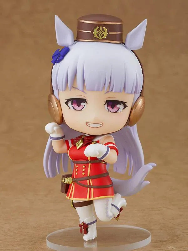 Umamusume Pretty Derby Nendoroid Gold Ship figure wearing her signature red and white outfit with horse ears, tail, and headgear