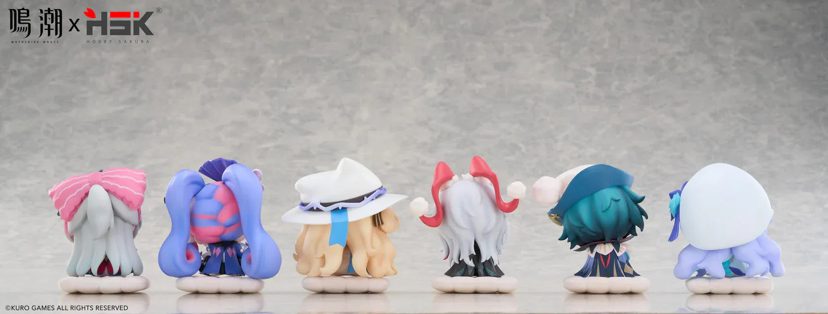 Wuthering Waves Nemunemu Series Box of 6 Chibi Figures with colorful sleepy-style seated characters and bonus item