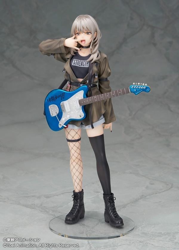 Girls Band Cry Momoka Kawaragi 1/7 scale figure featuring Momoka holding her signature blue electric guitar in a stylish stage-inspired outfit