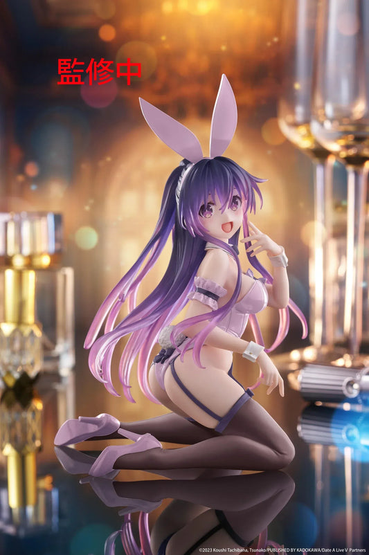Date A Live V Desktop Cute Tohka Yatogami (Bunny Renewal Ver.) Figure (Re-issue) featuring Tohka in a lavender bunny suit with long purple hair and bright smile.