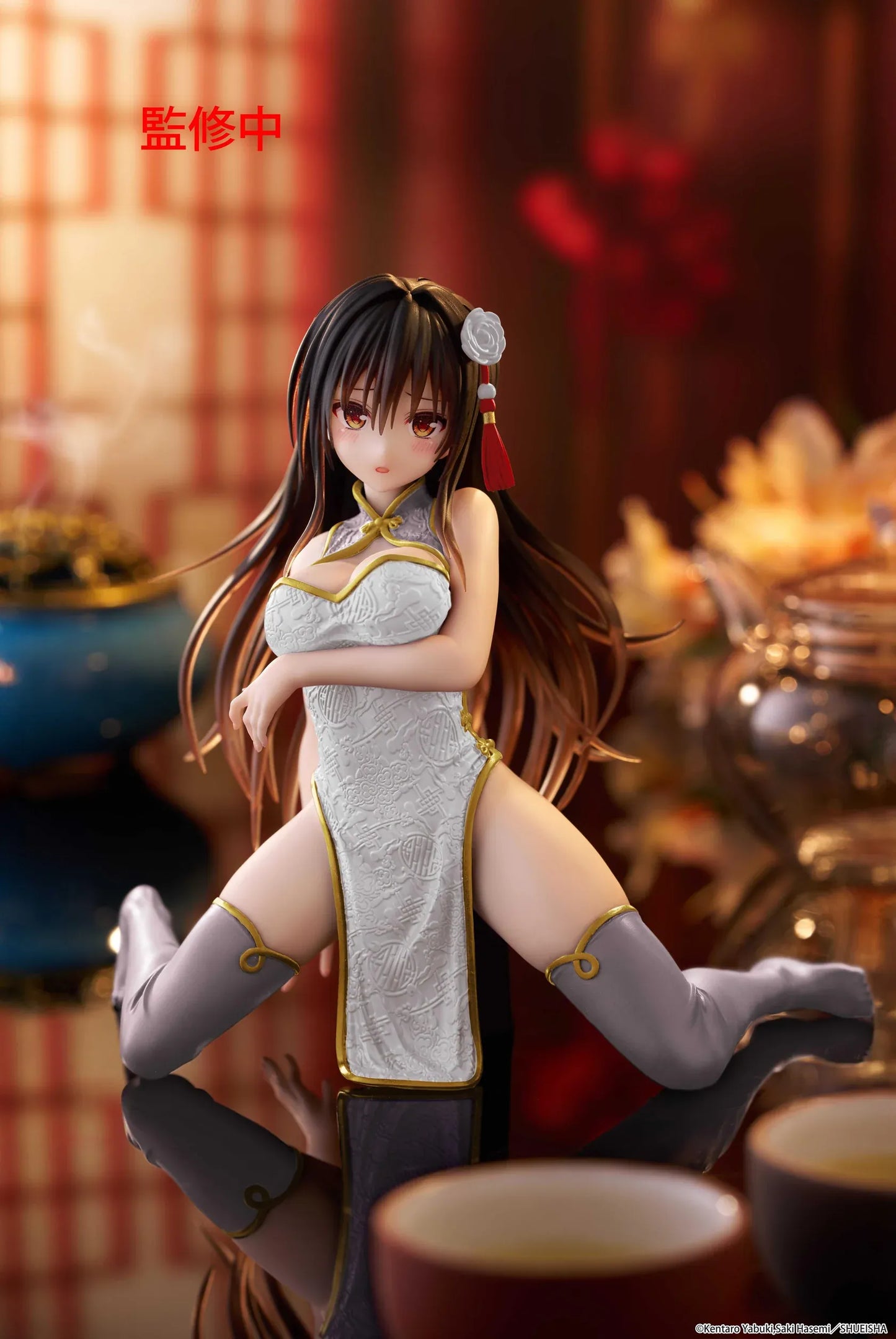 To Love-Ru Darkness Desktop Cute Yui Kotegawa Chinese Dress Ver. Figure Renewal in white dress with gold trim