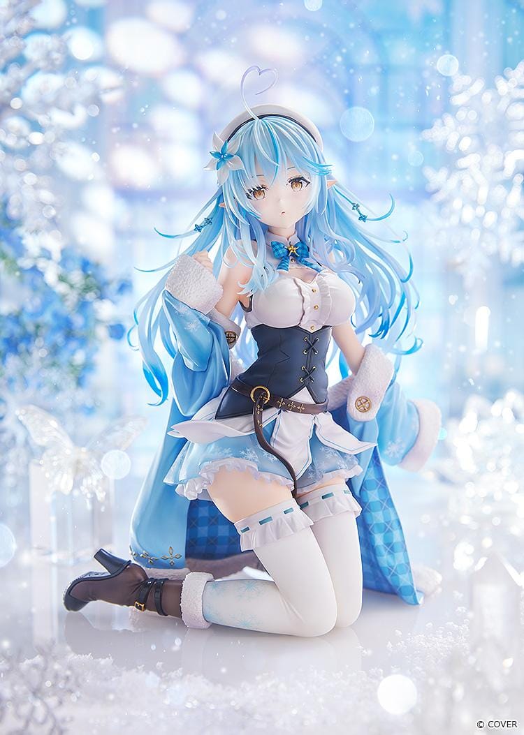 Hololive Yukihana Lamy 1/6 scale figure kneeling with long blue hair and winter themed outfit