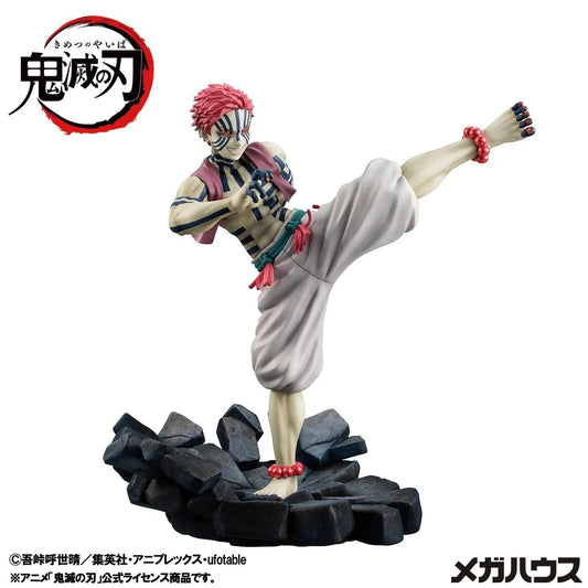 Demon Slayer G.E.M. Series Upper Rank 3 Akaza Repeat Figure mid-kick on shattered stone base