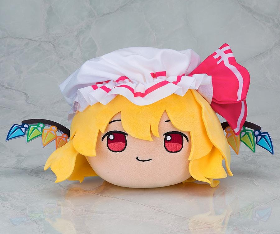 Touhou LostWord Nuidaifuku Yukkuri Flan plushie with blonde hair, red eyes, a frilly cap, and colorful crystal wings.