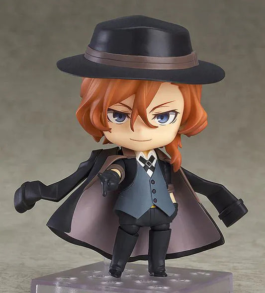 Bungo Stray Dogs Nendoroid Chuya Nakahara rerelease wearing black hat and Port Mafia outfit in chibi style