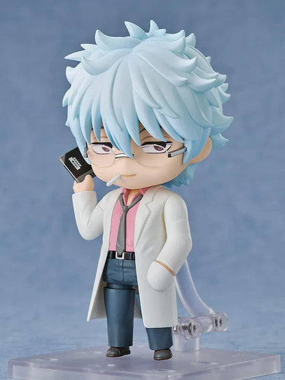 Gintama Mr. Ginpachi's Zany Class Nendoroid No.2898 Ginpachi Sakata chibi figure in white lab coat with glasses and book