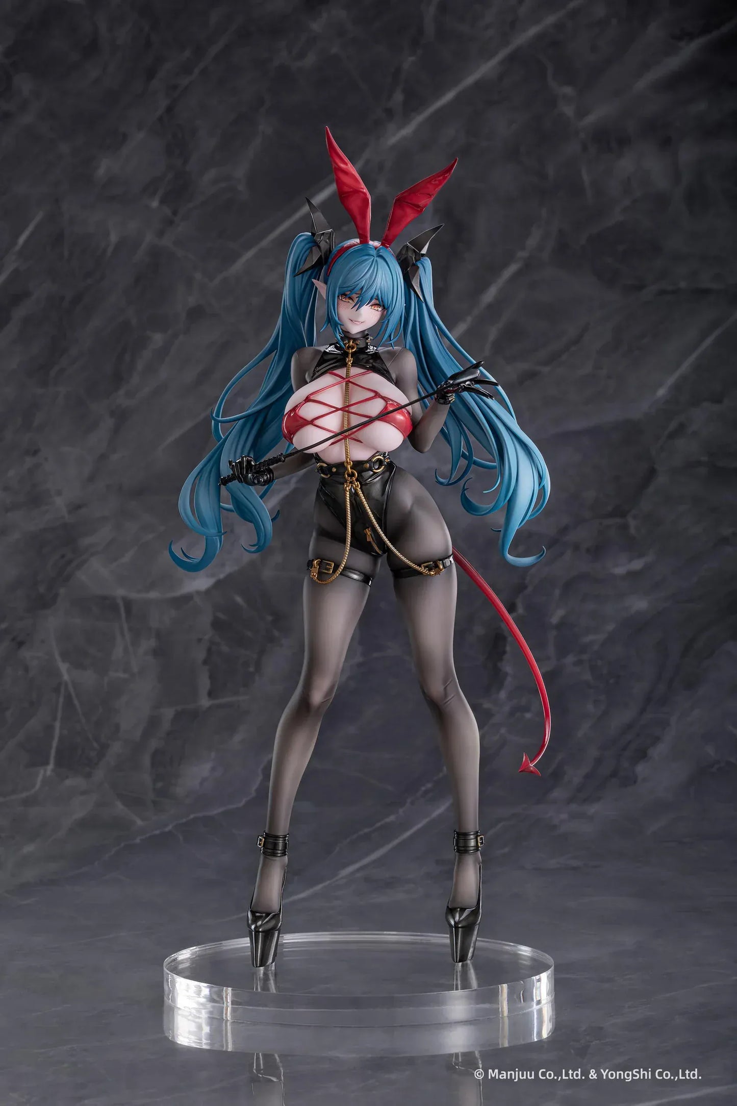 Azur Lane Regensburg The Dark Dragon’s Dungeon 1/6 scale figure with black bodysuit, red accents, and flowing teal twin-tails