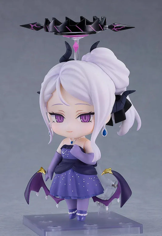Blue Archive Nendoroid Hina Sorasaki Dress Ver. Basic figure featuring Hina in an elegant purple evening gown with horns, halo, and wings