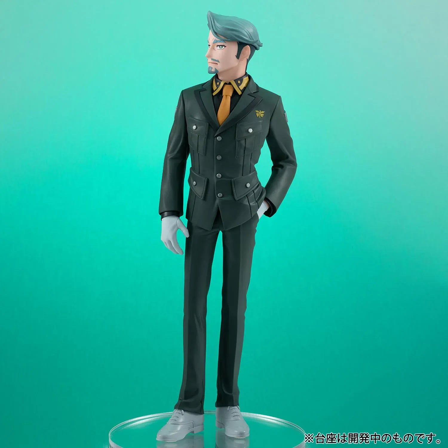Mobile Suit Gundam GQuuuuuuX Lucrea Light Challia Bull Figure featuring Challia Bull with teal-gray hair, formal uniform, white gloves, tie, and confident standing pose.
