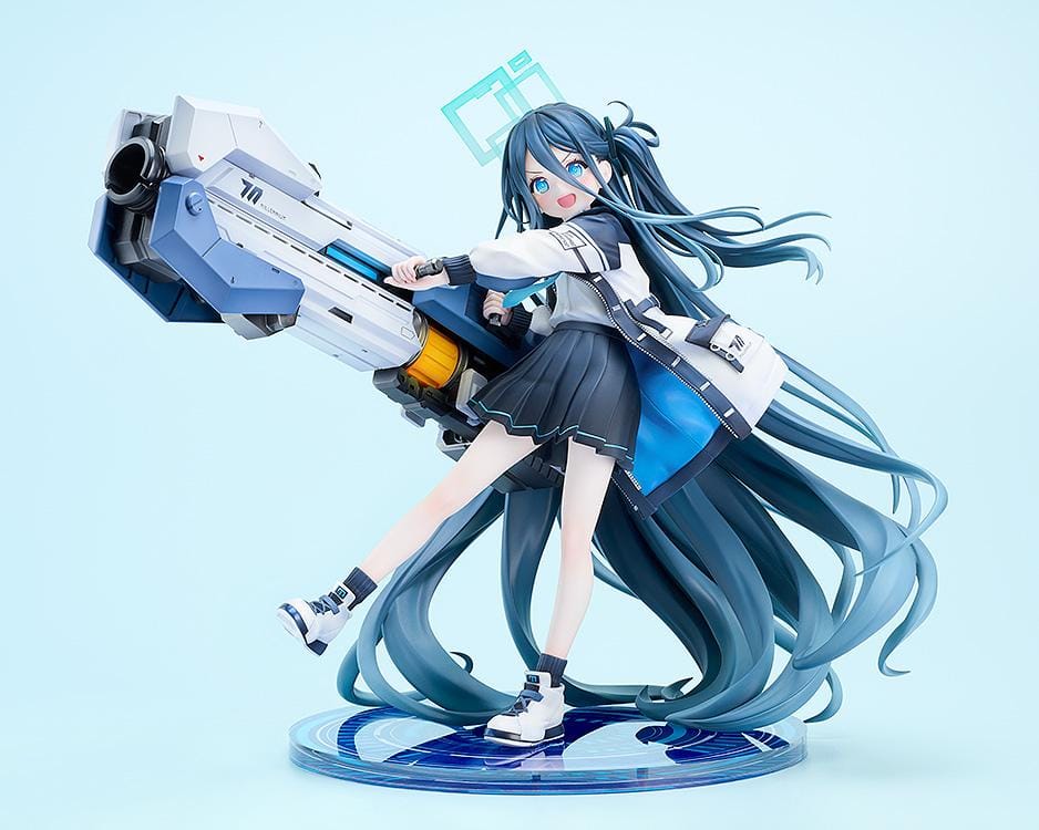Blue Archive Aris Awaken Supernova 1/7 Scale Figure with futuristic weapon, blue hair, halo, and dynamic action pose