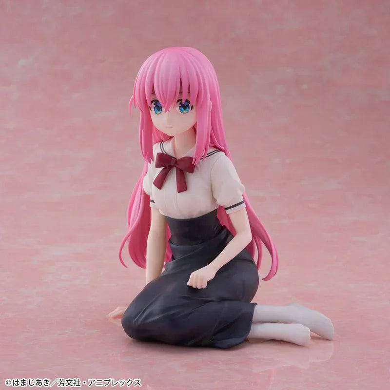 Bocchi the Rock Hitori Gotoh Casual Wear Ver 1/6 scale figure kneeling in café outfit with long pink hair